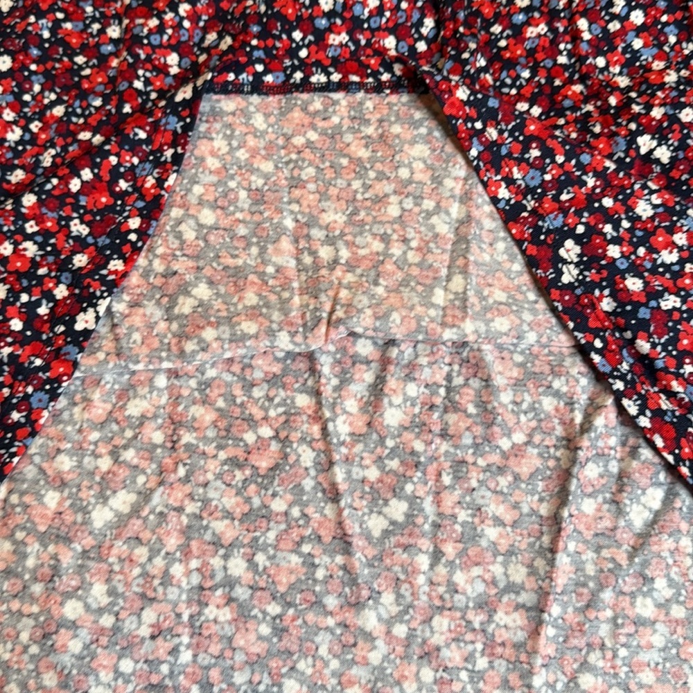 Michael kors red white blue floral bell sleeve top size large new - Picture 7 of 10